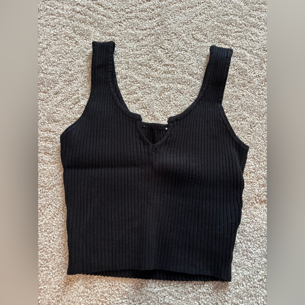 Altar'd State Black Ribbed Tank Top